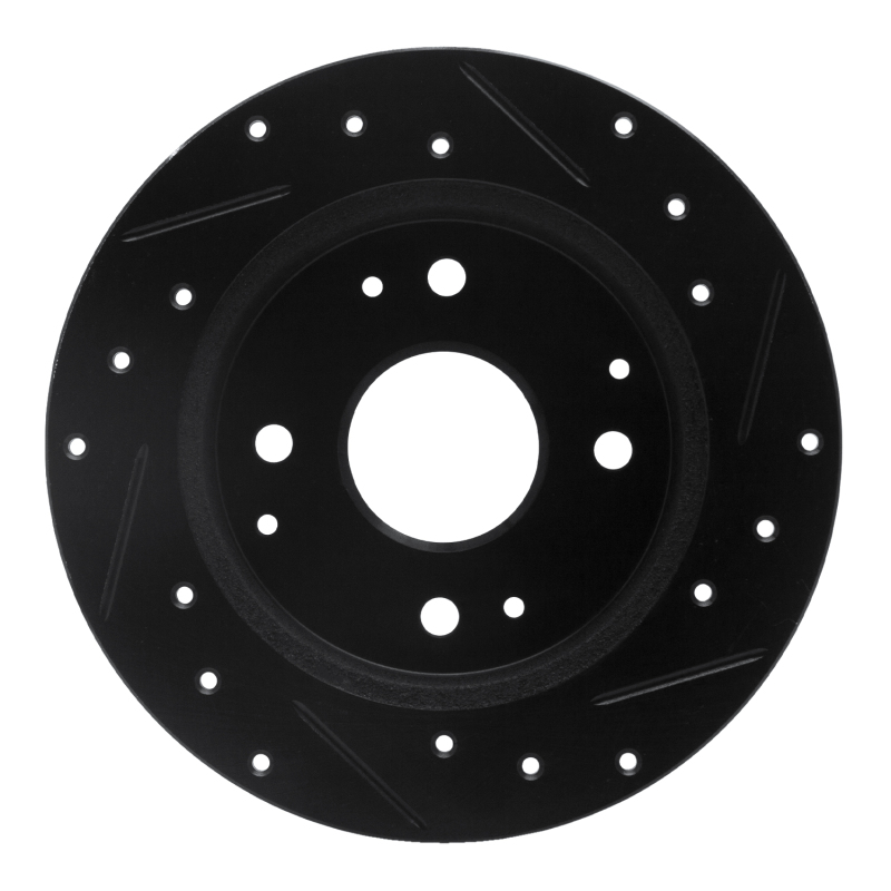 Acura CL Brake Rotor (1) - Rear Left - R1 Concepts - Drilled & Slotted - Black - `98-`02